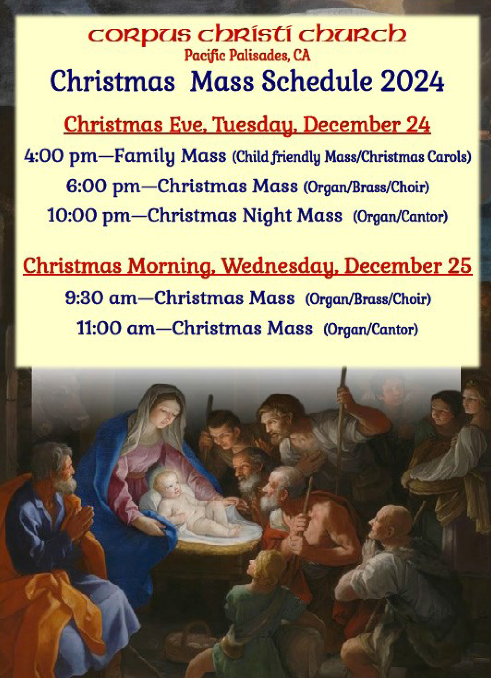 Christmas Mass Schedule